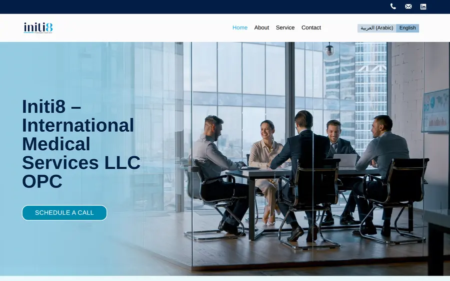Initi8 homepage, International Medical Services.